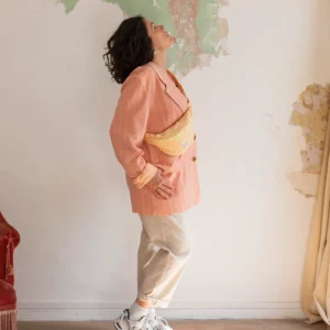 Alternative view of Belt bag, chest bag - Peach colored gingham fabric
