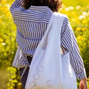 Marthe tote bag - vintage openwork fabric
